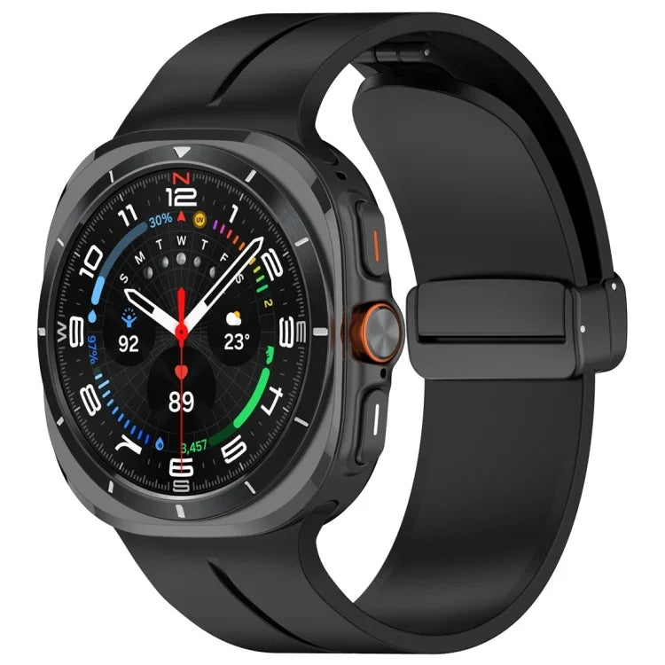 磁吸摺疊扣矽膠錶帶，適用於Samsung Galaxy Watch Ultra 47mm / Ultra 2025