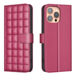方格紋理皮革手機殼，適用於 iPhone 17e / 16e、iPhone 17 Pro Max、iPhone 16 Pro Max、iPhone 16 Pro、iPhone 16 Plus、iPhone 16、iPhone 15 Pro Max、iPhone 15 Pro