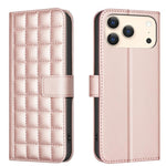 方格紋理皮革手機殼，適用於 iPhone 17e / 16e、iPhone 17 Pro Max、iPhone 16 Pro Max、iPhone 16 Pro、iPhone 16 Plus、iPhone 16、iPhone 15 Pro Max、iPhone 15 Pro