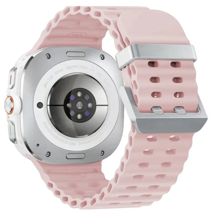 Ocean Dual Silver Buckle Silicone Watch Band, For Samsung Galaxy Watch Ultra 47mm / Ultra 2025