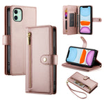 九卡槽拉鍊錢包包皮革手機殼，適用於 iPhone 11 Pro Max、iPhone 11、iPhone 11 Pro