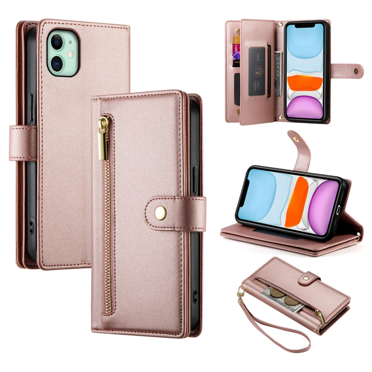 九卡槽拉鍊錢包包皮革手機殼，適用於 iPhone 11 Pro Max、iPhone 11、iPhone 11 Pro
