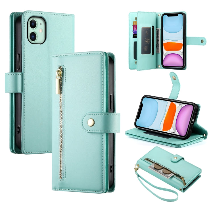 九卡槽拉鍊錢包包皮革手機殼，適用於 iPhone 11 Pro Max、iPhone 11、iPhone 11 Pro
