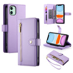 九卡槽拉鍊錢包包皮革手機殼，適用於 iPhone 11 Pro Max、iPhone 11、iPhone 11 Pro