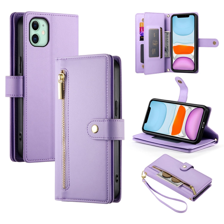 九卡槽拉鍊錢包包皮革手機殼，適用於 iPhone 11 Pro Max、iPhone 11、iPhone 11 Pro