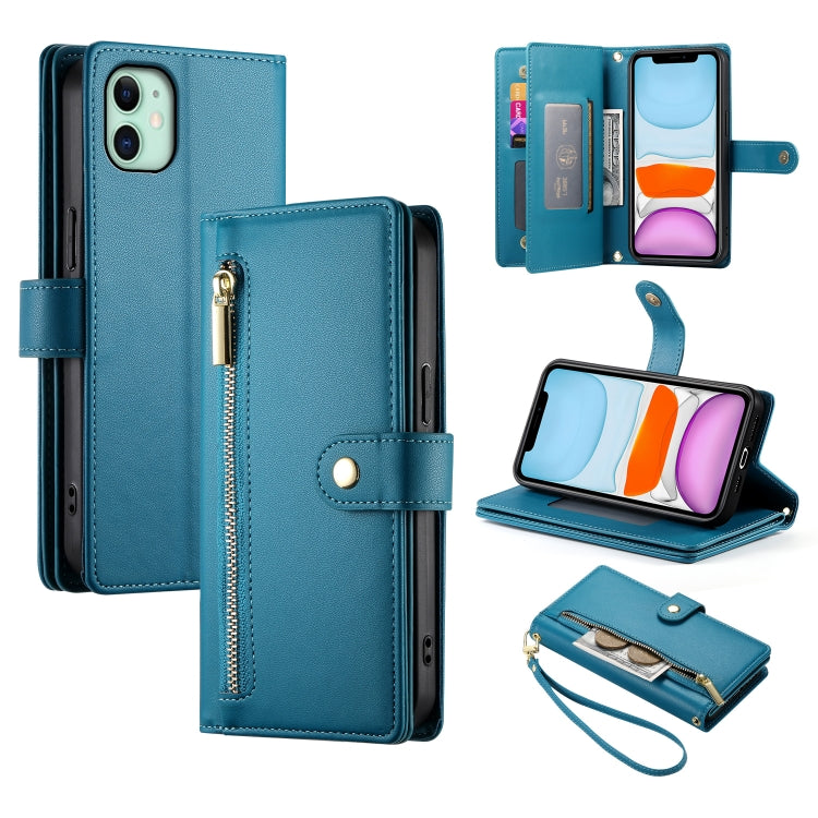 九卡槽拉鍊錢包包皮革手機殼，適用於 iPhone 11 Pro Max、iPhone 11、iPhone 11 Pro