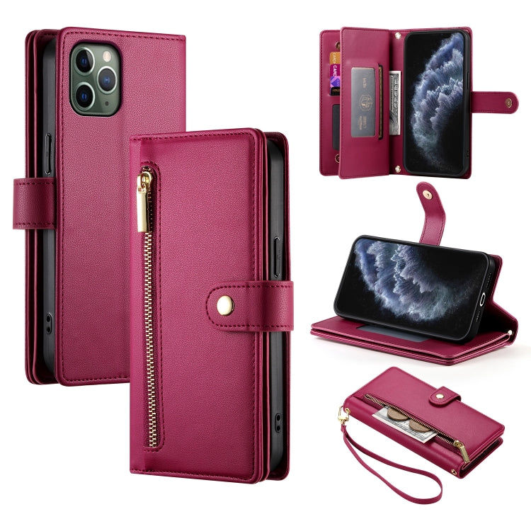 九卡槽拉鍊錢包包皮革手機殼，適用於 iPhone 11 Pro Max、iPhone 11、iPhone 11 Pro