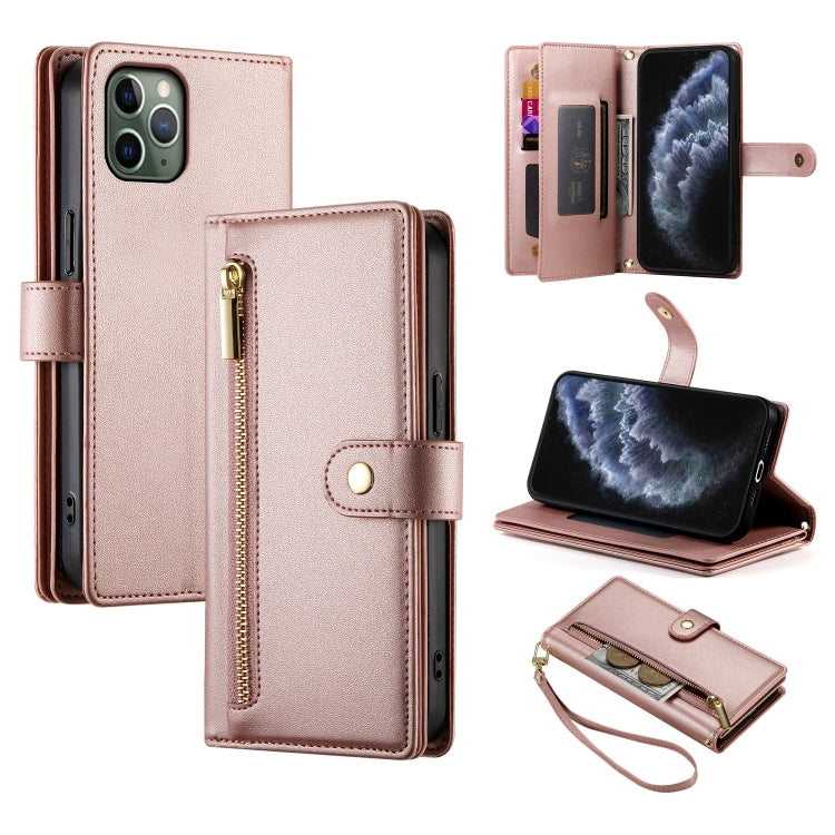 九卡槽拉鍊錢包包皮革手機殼，適用於 iPhone 11 Pro Max、iPhone 11、iPhone 11 Pro