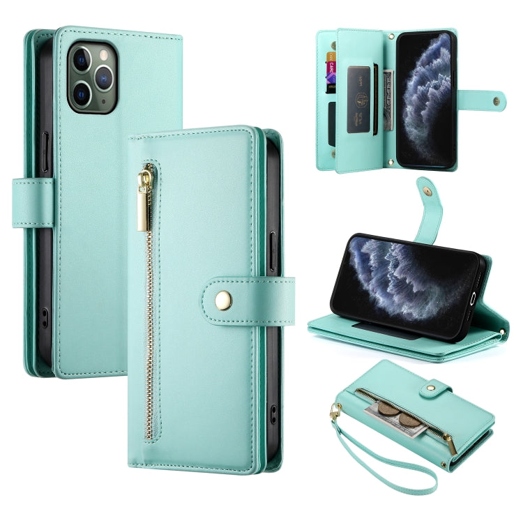 九卡槽拉鍊錢包包皮革手機殼，適用於 iPhone 11 Pro Max、iPhone 11、iPhone 11 Pro