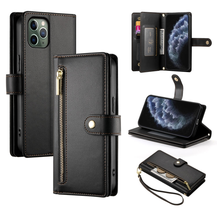 九卡槽拉鍊錢包包皮革手機殼，適用於 iPhone 11 Pro Max、iPhone 11、iPhone 11 Pro