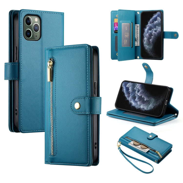 九卡槽拉鍊錢包包皮革手機殼，適用於 iPhone 11 Pro Max、iPhone 11、iPhone 11 Pro