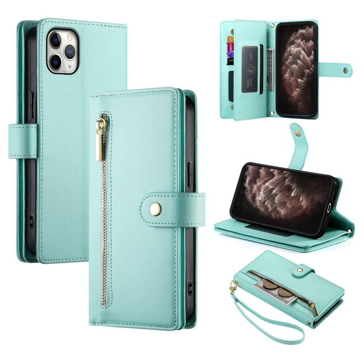 九卡槽拉鍊錢包包皮革手機殼，適用於 iPhone 11 Pro Max、iPhone 11、iPhone 11 Pro