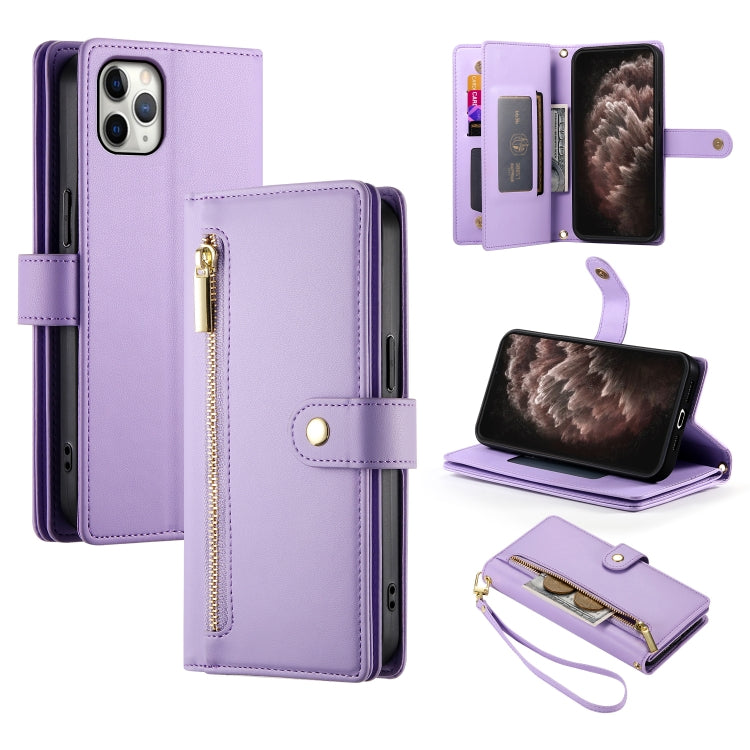 九卡槽拉鍊錢包包皮革手機殼，適用於 iPhone 11 Pro Max、iPhone 11、iPhone 11 Pro