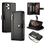 九卡槽拉鍊錢包包皮革手機殼，適用於 iPhone 11 Pro Max、iPhone 11、iPhone 11 Pro