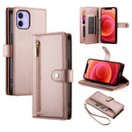 九卡槽拉鍊錢包包皮革手機殼，適用於 iPhone 14 Pro Max、iPhone 13 Pro Max、iPhone 13 Pro、iPhone 13、iPhone 13 mini、iPhone 12 / 12 Pro、iPhone 12 Pro Max、iPhone 12 mini
