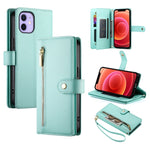 九卡槽拉鍊錢包包皮革手機殼，適用於 iPhone 14 Pro Max、iPhone 13 Pro Max、iPhone 13 Pro、iPhone 13、iPhone 13 mini、iPhone 12 / 12 Pro、iPhone 12 Pro Max、iPhone 12 mini
