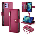 九卡槽拉鍊錢包包皮革手機殼，適用於 iPhone 14 Pro Max、iPhone 13 Pro Max、iPhone 13 Pro、iPhone 13、iPhone 13 mini、iPhone 12 / 12 Pro、iPhone 12 Pro Max、iPhone 12 mini