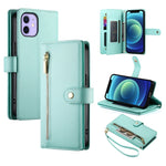 九卡槽拉鍊錢包包皮革手機殼，適用於 iPhone 14 Pro Max、iPhone 13 Pro Max、iPhone 13 Pro、iPhone 13、iPhone 13 mini、iPhone 12 / 12 Pro、iPhone 12 Pro Max、iPhone 12 mini