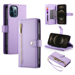 九卡槽拉鍊錢包包皮革手機殼，適用於 iPhone 14 Pro Max、iPhone 13 Pro Max、iPhone 13 Pro、iPhone 13、iPhone 13 mini、iPhone 12 / 12 Pro、iPhone 12 Pro Max、iPhone 12 mini