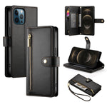 九卡槽拉鍊錢包包皮革手機殼，適用於 iPhone 14 Pro Max、iPhone 13 Pro Max、iPhone 13 Pro、iPhone 13、iPhone 13 mini、iPhone 12 / 12 Pro、iPhone 12 Pro Max、iPhone 12 mini