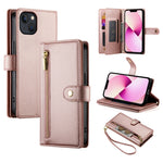 九卡槽拉鍊錢包包皮革手機殼，適用於 iPhone 14 Pro Max、iPhone 13 Pro Max、iPhone 13 Pro、iPhone 13、iPhone 13 mini、iPhone 12 / 12 Pro、iPhone 12 Pro Max、iPhone 12 mini