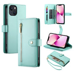 九卡槽拉鍊錢包包皮革手機殼，適用於 iPhone 14 Pro Max、iPhone 13 Pro Max、iPhone 13 Pro、iPhone 13、iPhone 13 mini、iPhone 12 / 12 Pro、iPhone 12 Pro Max、iPhone 12 mini