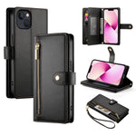 九卡槽拉鍊錢包包皮革手機殼，適用於 iPhone 14 Pro Max、iPhone 13 Pro Max、iPhone 13 Pro、iPhone 13、iPhone 13 mini、iPhone 12 / 12 Pro、iPhone 12 Pro Max、iPhone 12 mini