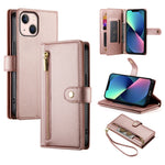 九卡槽拉鍊錢包包皮革手機殼，適用於 iPhone 14 Pro Max、iPhone 13 Pro Max、iPhone 13 Pro、iPhone 13、iPhone 13 mini、iPhone 12 / 12 Pro、iPhone 12 Pro Max、iPhone 12 mini