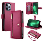 九卡槽拉鍊錢包包皮革手機殼，適用於 iPhone 14 Pro Max、iPhone 13 Pro Max、iPhone 13 Pro、iPhone 13、iPhone 13 mini、iPhone 12 / 12 Pro、iPhone 12 Pro Max、iPhone 12 mini