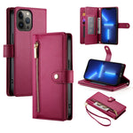 九卡槽拉鍊錢包包皮革手機殼，適用於 iPhone 14 Pro Max、iPhone 13 Pro Max、iPhone 13 Pro、iPhone 13、iPhone 13 mini、iPhone 12 / 12 Pro、iPhone 12 Pro Max、iPhone 12 mini