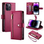 九卡槽拉鍊錢包包皮革手機殼，適用於 iPhone 14 Pro Max、iPhone 13 Pro Max、iPhone 13 Pro、iPhone 13、iPhone 13 mini、iPhone 12 / 12 Pro、iPhone 12 Pro Max、iPhone 12 mini