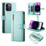 九卡槽拉鍊錢包包皮革手機殼，適用於 iPhone 14 Pro Max、iPhone 13 Pro Max、iPhone 13 Pro、iPhone 13、iPhone 13 mini、iPhone 12 / 12 Pro、iPhone 12 Pro Max、iPhone 12 mini