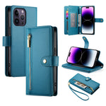 九卡槽拉鍊錢包包皮革手機殼，適用於 iPhone 14 Pro Max、iPhone 13 Pro Max、iPhone 13 Pro、iPhone 13、iPhone 13 mini、iPhone 12 / 12 Pro、iPhone 12 Pro Max、iPhone 12 mini