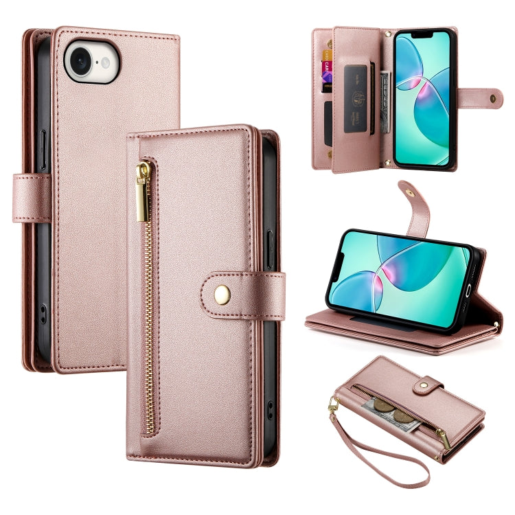 九卡槽拉鍊錢包包皮革手機殼，適用於 iPhone 17 Pro Max、iPhone 17 Pro、iPhone 17、iPhone Air、iPhone 16e、iPhone 16 Pro Max、iPhone 16 Pro、iPhone 16 Plus