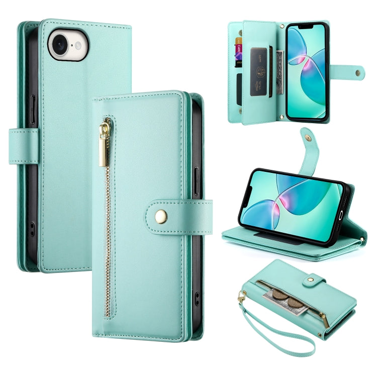 九卡槽拉鍊錢包包皮革手機殼，適用於 iPhone 17 Pro Max、iPhone 17 Pro、iPhone 17、iPhone Air、iPhone 16e、iPhone 16 Pro Max、iPhone 16 Pro、iPhone 16 Plus