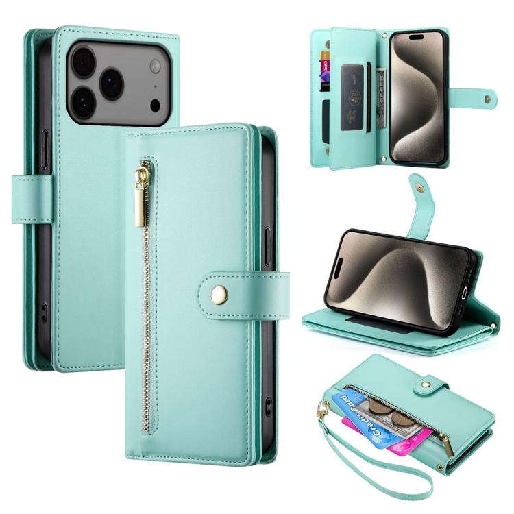 九卡槽拉鍊錢包包皮革手機殼，適用於 iPhone 17 Pro Max、iPhone 17 Pro、iPhone 17、iPhone Air、iPhone 16e、iPhone 16 Pro Max、iPhone 16 Pro、iPhone 16 Plus