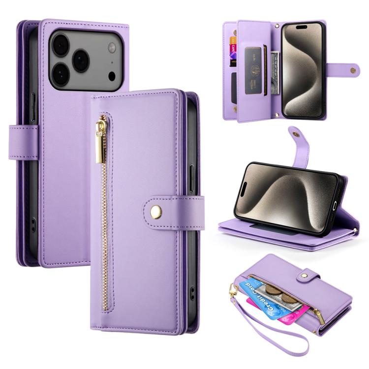 九卡槽拉鍊錢包包皮革手機殼，適用於 iPhone 17 Pro Max、iPhone 17 Pro、iPhone 17、iPhone Air、iPhone 16e、iPhone 16 Pro Max、iPhone 16 Pro、iPhone 16 Plus