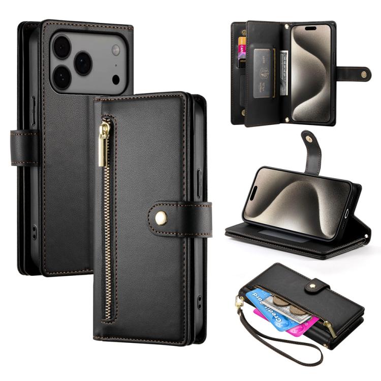 九卡槽拉鍊錢包包皮革手機殼，適用於 iPhone 17 Pro Max、iPhone 17 Pro、iPhone 17、iPhone Air、iPhone 16e、iPhone 16 Pro Max、iPhone 16 Pro、iPhone 16 Plus