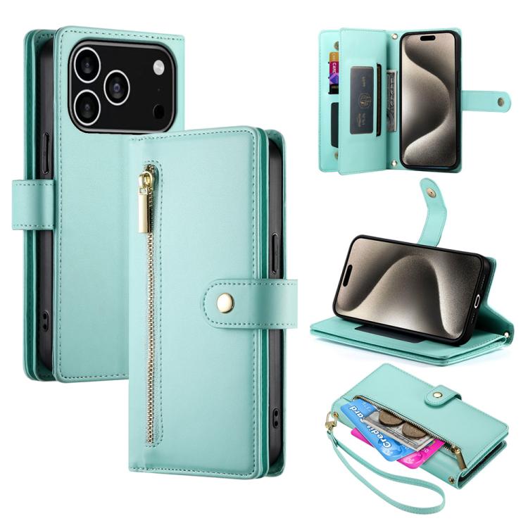 九卡槽拉鍊錢包包皮革手機殼，適用於 iPhone 17 Pro Max、iPhone 17 Pro、iPhone 17、iPhone Air、iPhone 16e、iPhone 16 Pro Max、iPhone 16 Pro、iPhone 16 Plus