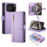 九卡槽拉鍊錢包包皮革手機殼，適用於 iPhone 17 Pro Max、iPhone 17 Pro、iPhone 17、iPhone Air、iPhone 16e、iPhone 16 Pro Max、iPhone 16 Pro、iPhone 16 Plus