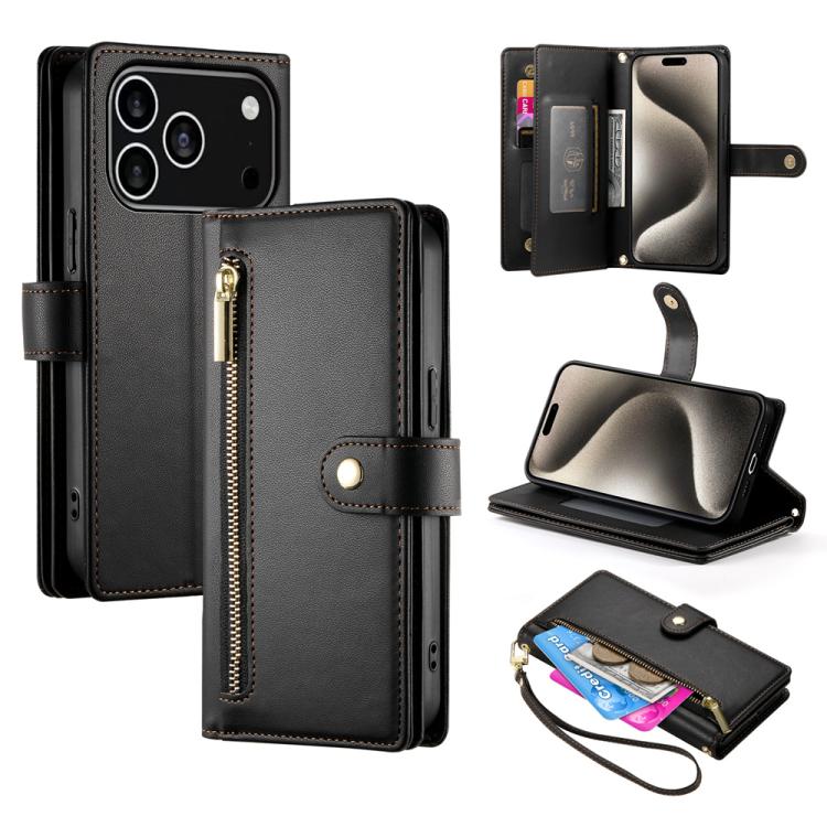 九卡槽拉鍊錢包包皮革手機殼，適用於 iPhone 17 Pro Max、iPhone 17 Pro、iPhone 17、iPhone Air、iPhone 16e、iPhone 16 Pro Max、iPhone 16 Pro、iPhone 16 Plus