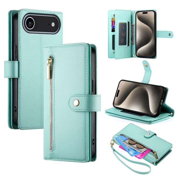 九卡槽拉鍊錢包包皮革手機殼，適用於 iPhone 17 Pro Max、iPhone 17 Pro、iPhone 17、iPhone Air、iPhone 16e、iPhone 16 Pro Max、iPhone 16 Pro、iPhone 16 Plus