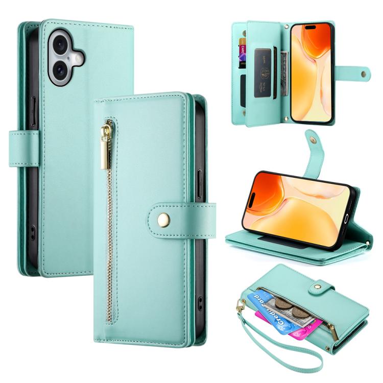 九卡槽拉鍊錢包包皮革手機殼，適用於 iPhone 17 Pro Max、iPhone 17 Pro、iPhone 17、iPhone Air、iPhone 16e、iPhone 16 Pro Max、iPhone 16 Pro、iPhone 16 Plus