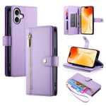 九卡槽拉鍊錢包包皮革手機殼，適用於 iPhone 17 Pro Max、iPhone 17 Pro、iPhone 17、iPhone Air、iPhone 16e、iPhone 16 Pro Max、iPhone 16 Pro、iPhone 16 Plus