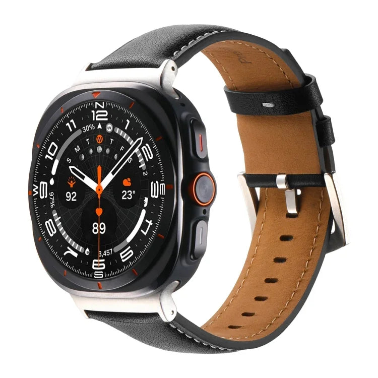 純真皮素面錶帶，適用於三星 Galaxy Watch Ultra 47mm / Ultra 2025
