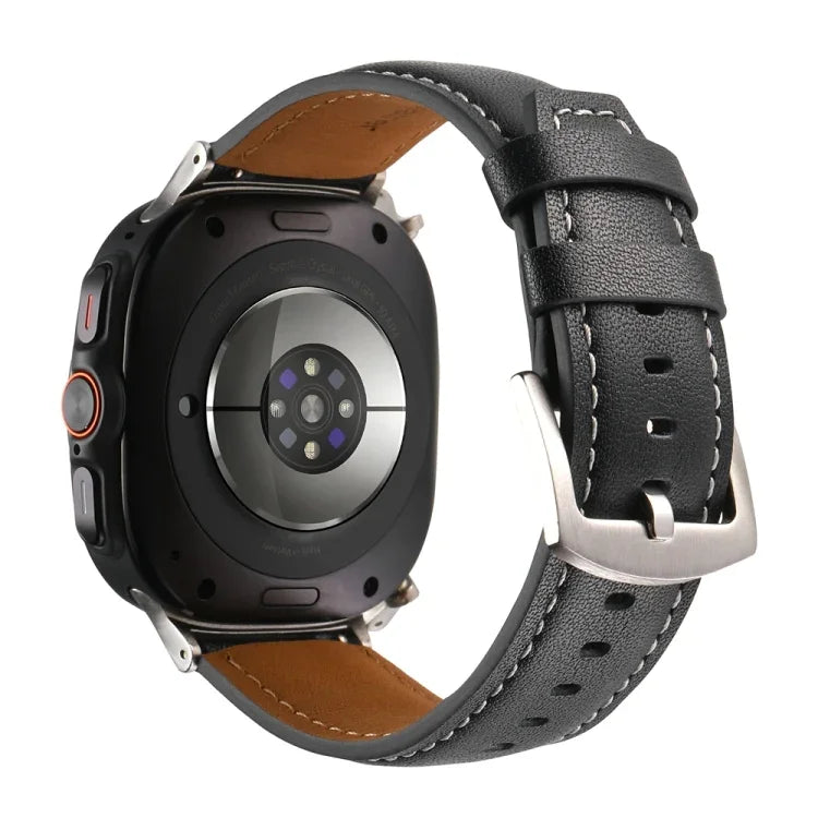 純真皮素面錶帶，適用於三星 Galaxy Watch Ultra 47mm / Ultra 2025