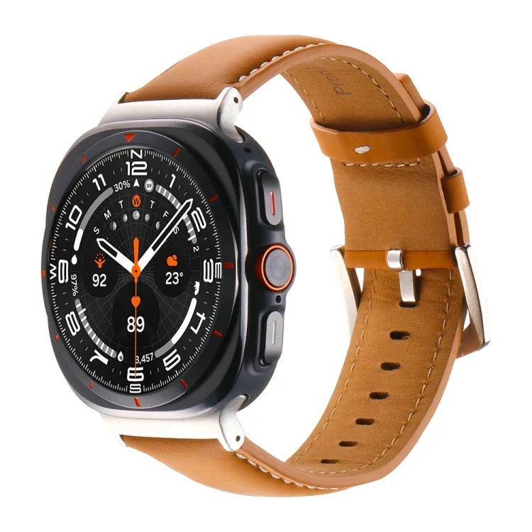 純真皮素面錶帶，適用於三星 Galaxy Watch Ultra 47mm / Ultra 2025