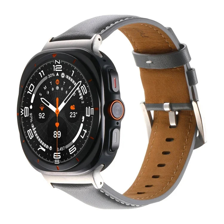 純真皮素面錶帶，適用於三星 Galaxy Watch Ultra 47mm / Ultra 2025