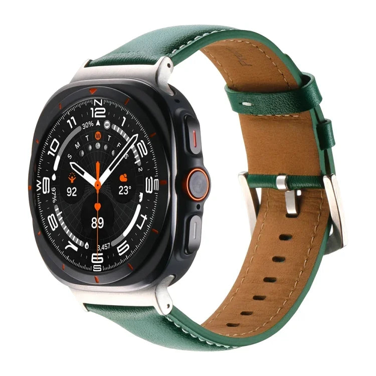 純真皮素面錶帶，適用於三星 Galaxy Watch Ultra 47mm / Ultra 2025