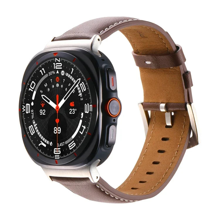純真皮素面錶帶，適用於三星 Galaxy Watch Ultra 47mm / Ultra 2025